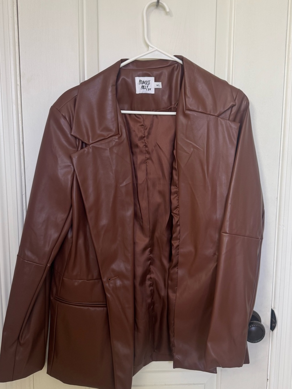 Princess Polly Chestnut Brown Vegan Leather Blazer